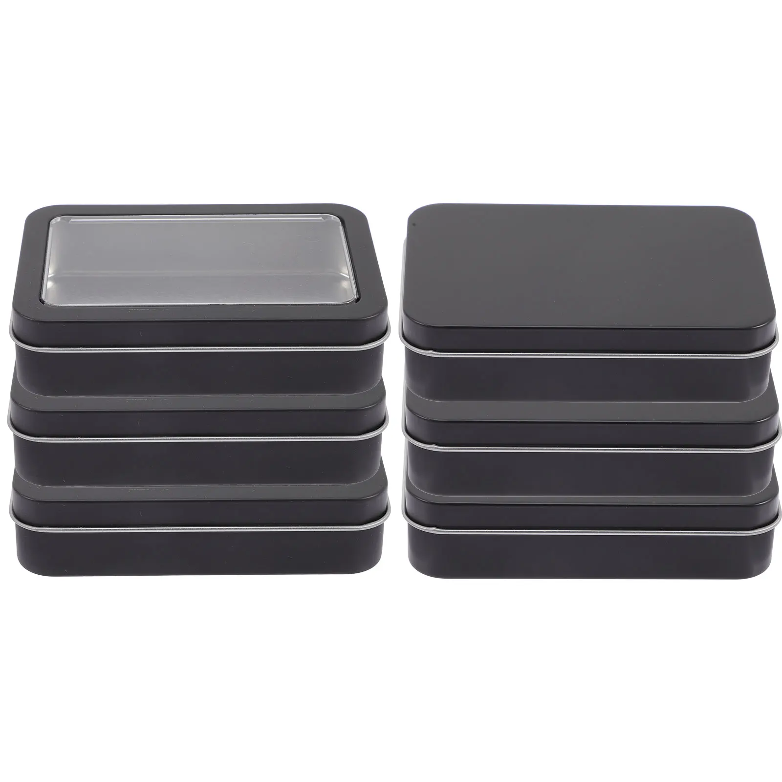 

6pcs Iron Box for Deck Tinplate Case with Clear Window Storage for Game Cards Organizer Home Supplies