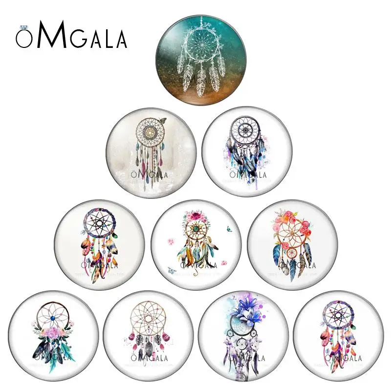 Colorful Art Dreamcatcher 10pcs 10mm/12mm/14mm/16mm/18mm/20mm/25mm Round photo glass cabochon demo flat back Making findings