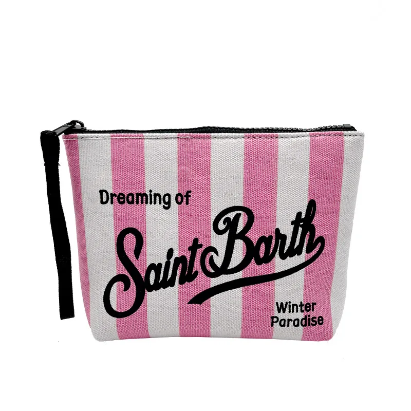 

SAINT BARTHAutumn and Winter New Clutch WomenClutch BagVertical Pattern Pink CanvasHandbag