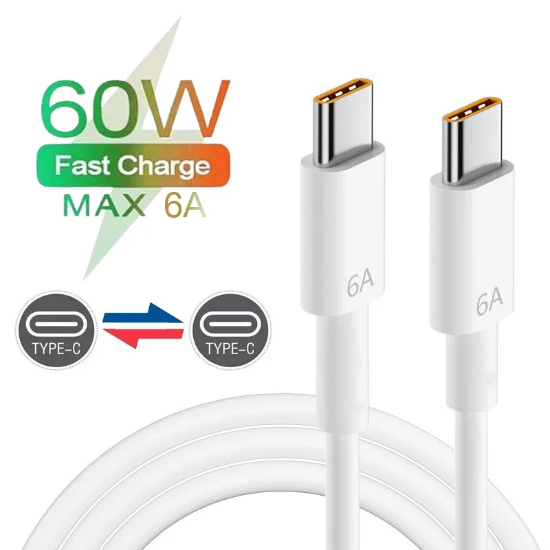 Universal Dual Type C PD60W Charger Data Line For  Xiaomi Android Phones Tablet Laptop Fast Charging Cable 0.25/1/2M