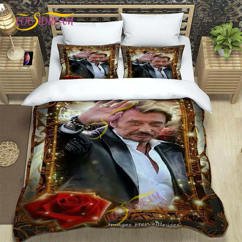 Famous French rock singer Johnny Hallyday bedding music set down comfortable bed Queen size extra large pillow case quilt cover