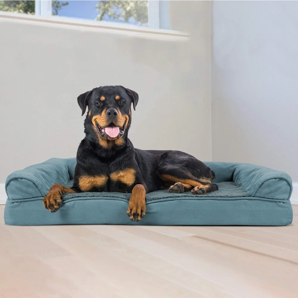 

Dog Bed with Removable Bolsters & Washable Cover, for Dogs Up To 95 Lbs, Plush & Suede Sofa, Orthopedic Large Dog Bed