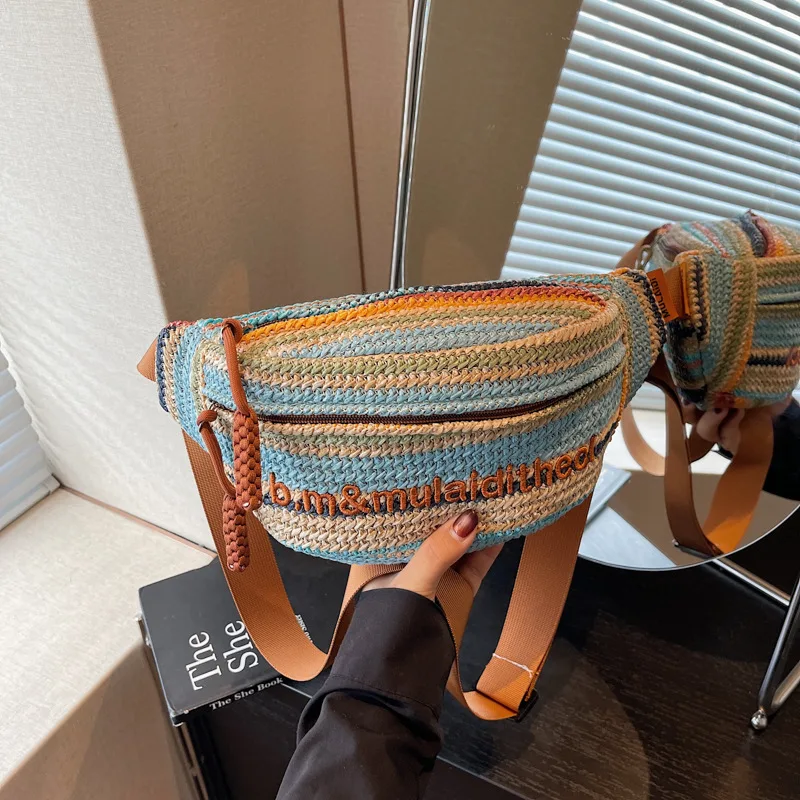 

​​Women's Premium Woven Tote, Dumpling-Inspired Shoulder Bag with Natural Fiber Texture, Versatile for Urban & Coastal Style​