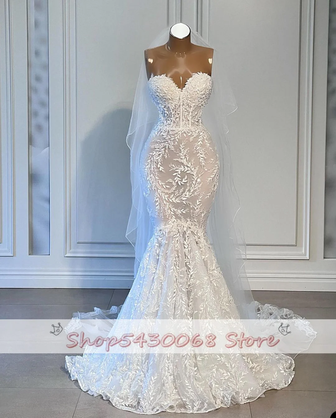 Glamorous Meerjungfrau Hochzeit Kleid Liebsten Spitze Appliques Brautkleider Nach Maß Ärmellose Sweep Zug Vestido de novia