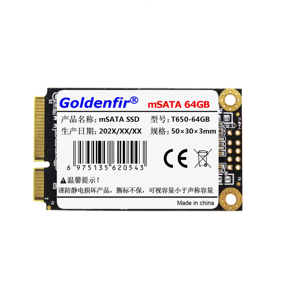 Goldenfir SSD MSATA  32GB 64GB 128GB 256GB 512GB Internal Solid State Drive Mini SATA for Laptop Desktop