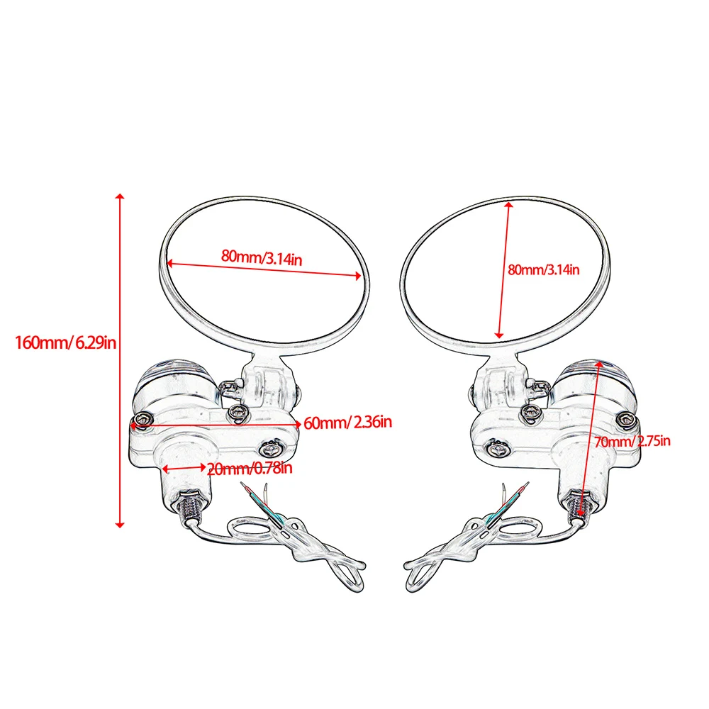 2PCS Motorcycle Mirror Handlebar 7/8\