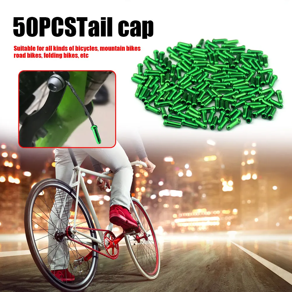 50 Pcs/Lot Bicycle Brake Wire Tail Cap Aluminum Alloy Bicycle Brake Shifter Cable Line End Protection Cover Cycling Accessories