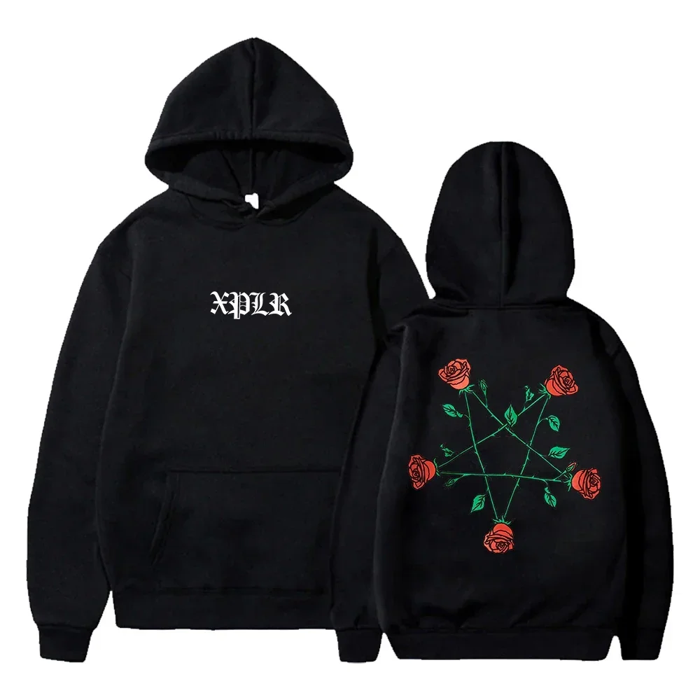 2025 XPLR Sam And Colby Pentagram Roses Hoodie Couples Merch Long Sleeve Streetwear Women Men Hooded Sweatshirt Fashion Clo