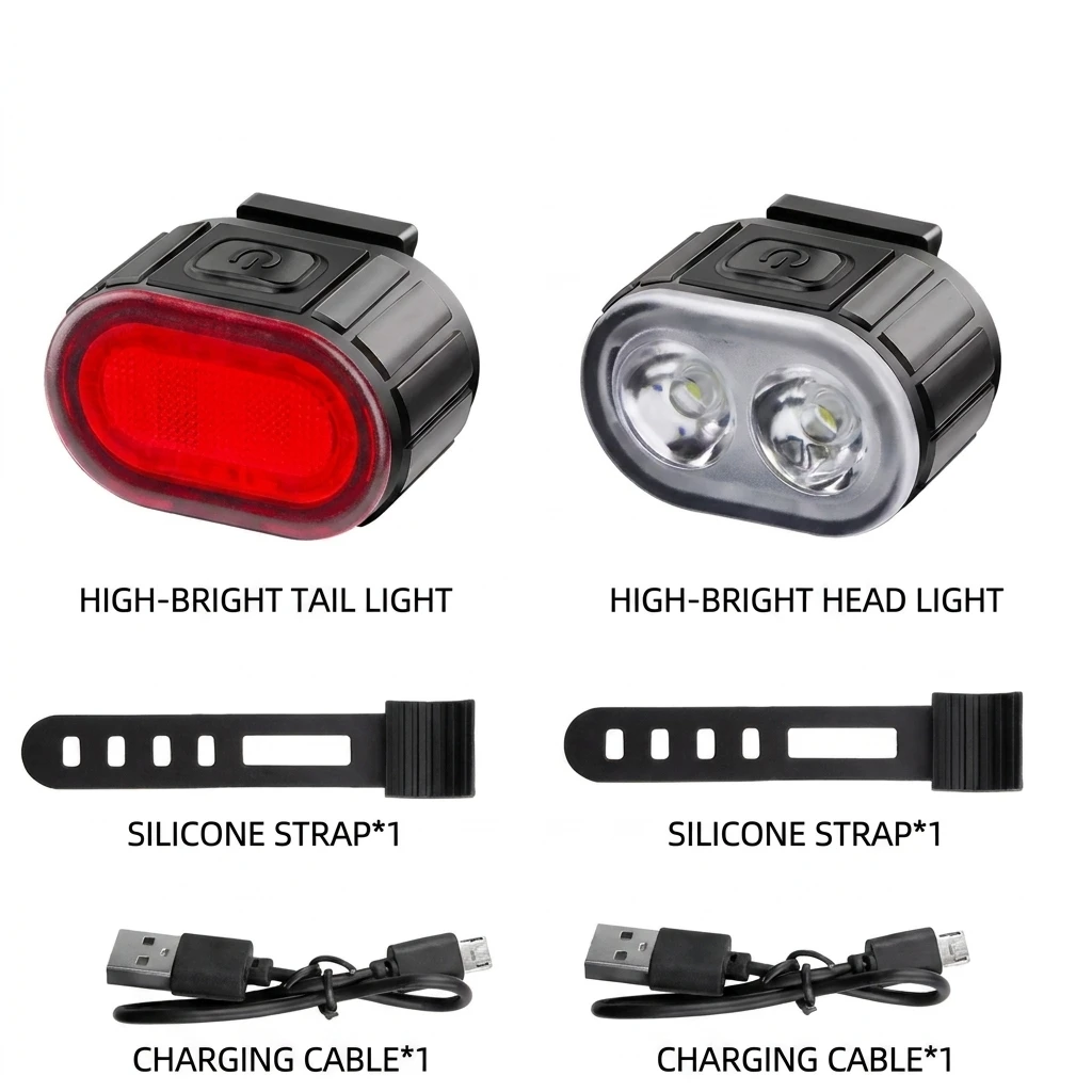 LED Bike Lighting Set - Front And Rear Cycling Lights Bicycle Lamp Taillight Lantern for Enhanced Nighttime Visibility