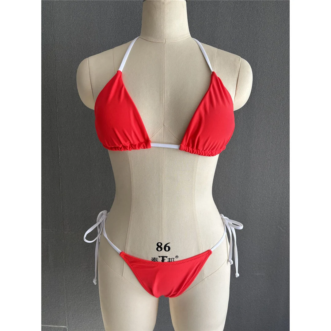 S - XL Sexy Neckholder-Bikini mit hohem Beinausschnitt, Damen-Badeanzug, zweiteiliges Bikini-Set, Badebekleidung, Badeanzug, Schwimmbekleidung V6244 – Detail 10