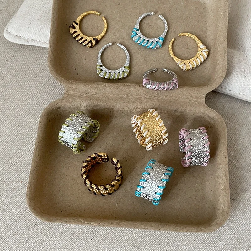 Colored Lines Forming A Circle On A Metal Ring Texture Unique And Fashionable Trend Ring Band Y2k Jewelry Gift For Women Girls