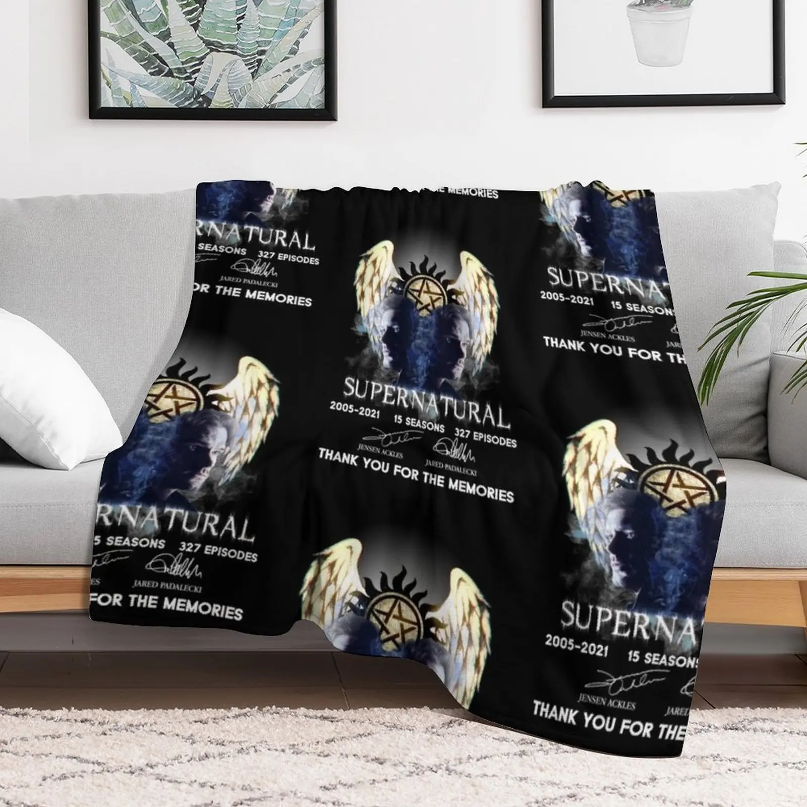 Supernatural Thank You For The Memories , Supernatural Signature Art , Supernatural Winchester Throw Blanket