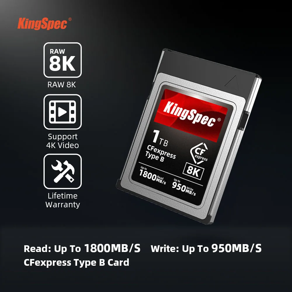 KingSpec CFexpress Type B Card 128g 256GB 512GB 1tb CF express High Speed Memory Card for Camera Raw 4K Video