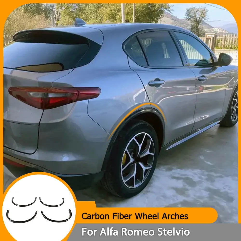 Carbon Fiber Car Fender Flares for Alfa Romeo Stelvio Base 2017 2018 FRP Car Front Wheel Arch Mudguards Eyebrow Protect 4Pcs/set