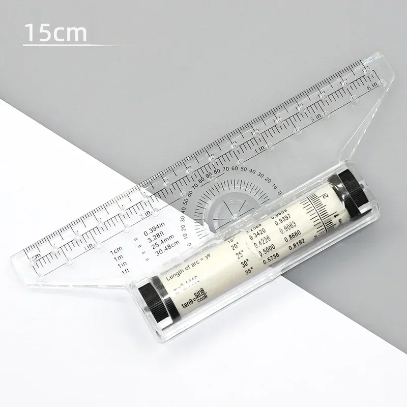 2pcs Angles Line Ruler 15cm 30cm Multi-Function Drawing Tool Roll Draw Ruler Metric Rolling Ruler Clear Parallel Rolling Ruler