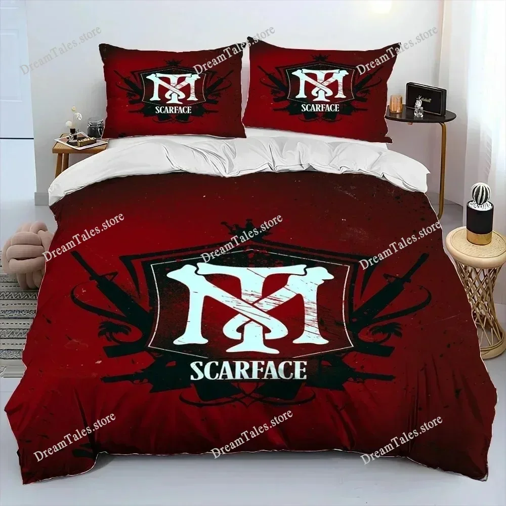 Movie Scarface Tony 3D Printing Comforter Bedding Set,Duvet Cover Bed Set Quilt Cover Pillowcase,King Queen Size Bedding Set Kid