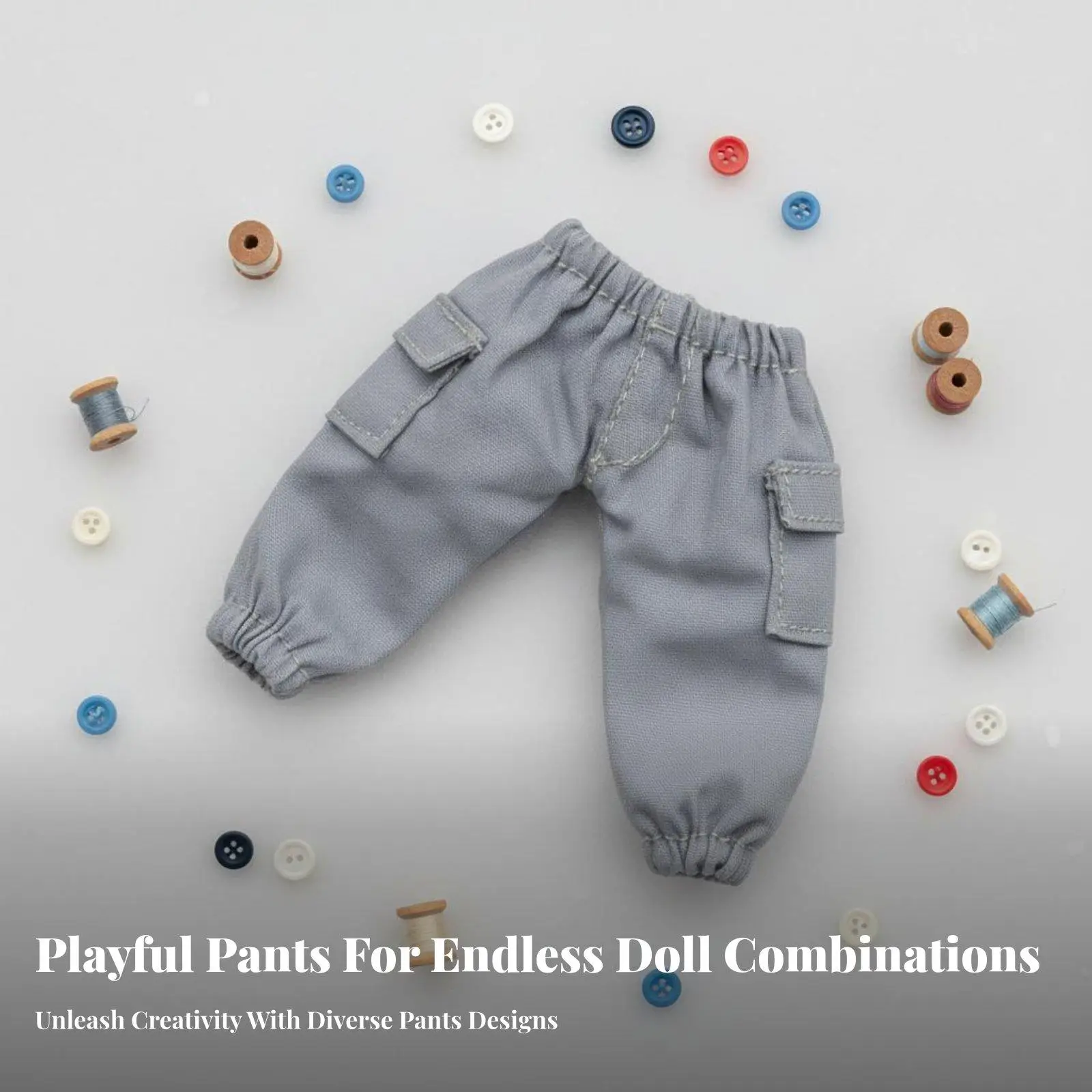 OB11 Doll Cargo Pants Side Pockets 1/12 BJD Doll Trousers Elastic Waist Miniature Pocket Pants for Hobbyists, dioramas Display