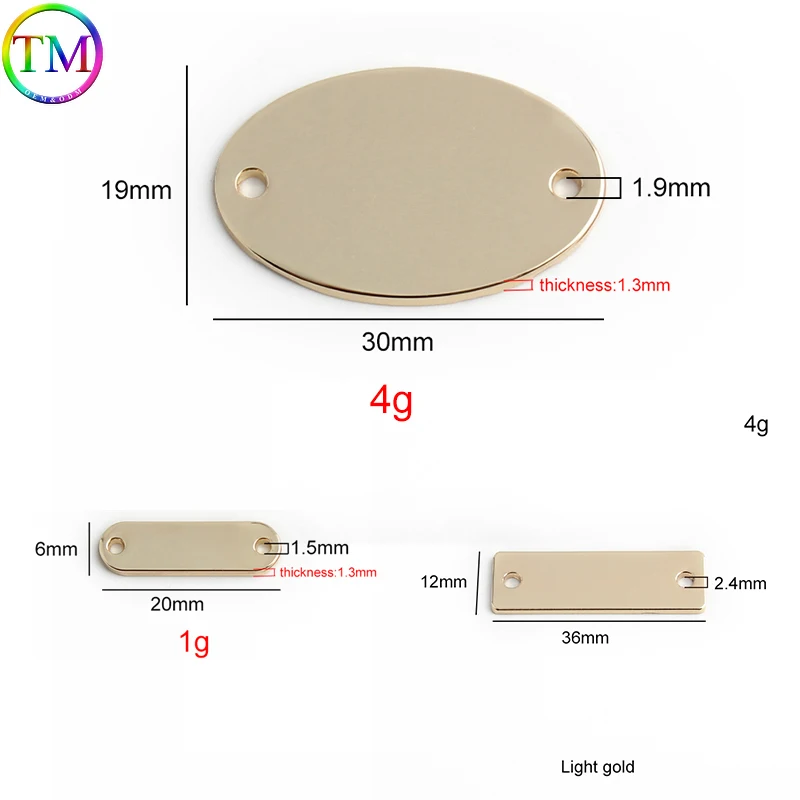 10/100Pcs Rectangular Oval Double Holes Sewing Handmade Laser Tag Clothing Sew Metal Labels For Brand Design Bag Clothes Decor