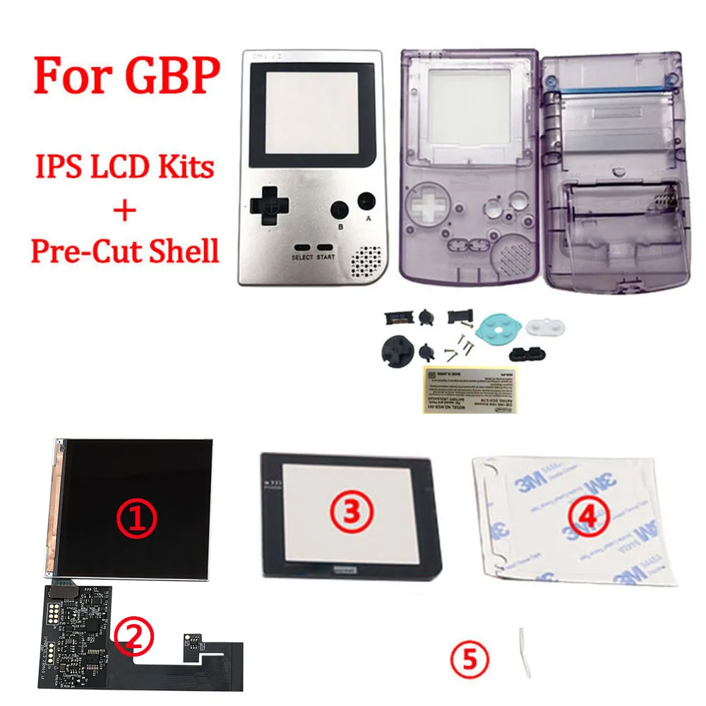 

Full Screen IPS LCD Kits With Pre-Cut Shell For GBP LCD IPS Backlight Screen For GAMEBOY POCKET With 36-Colors Background Light