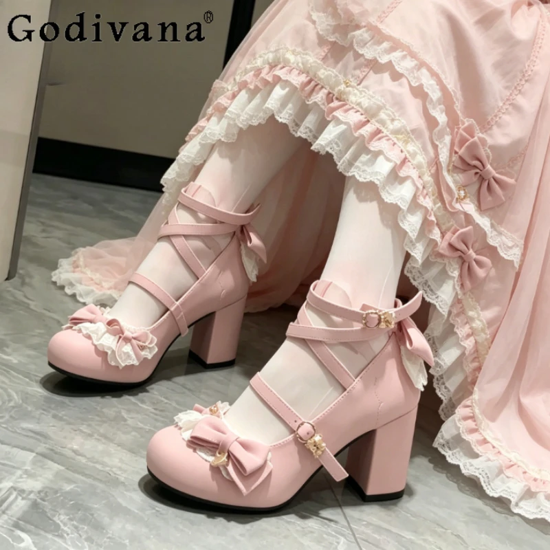 

Lolita Japanese Original Medium Heel Single Shoes Jk Uniform Round Head Thick Heel Sweet Cute Doll Girl Versatile High Heels