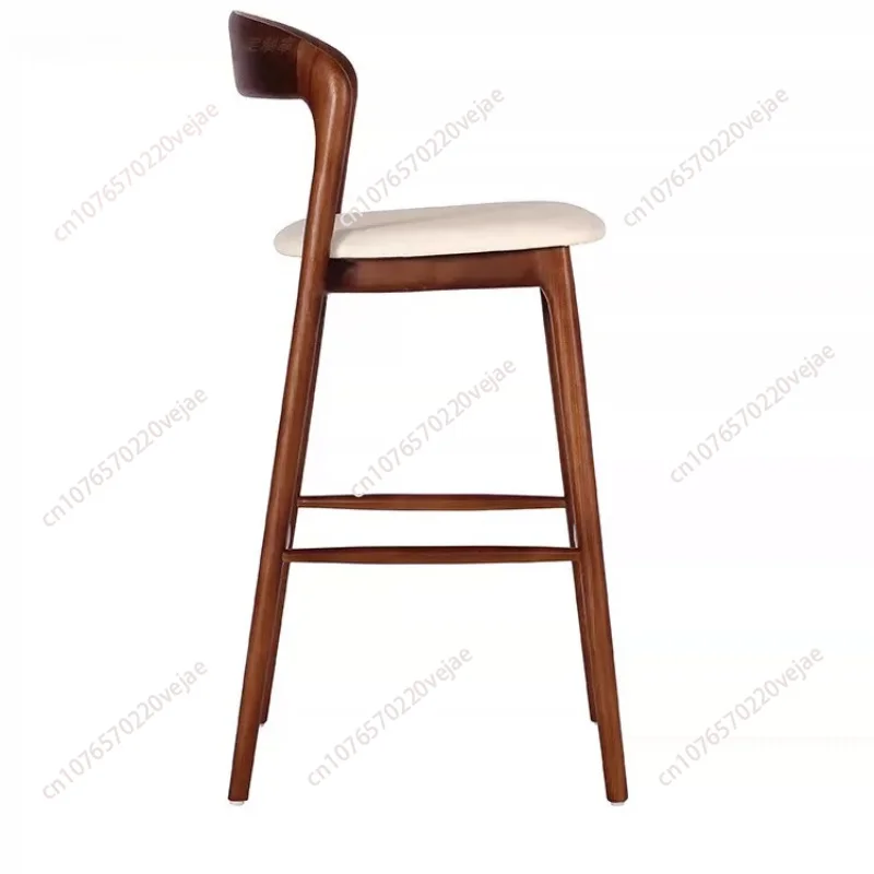Modern Solid Wood Bar Chairs For Bar Furniture Kitchen Backrest High Chairs Luxury Creative Upscale Household Bar Stools