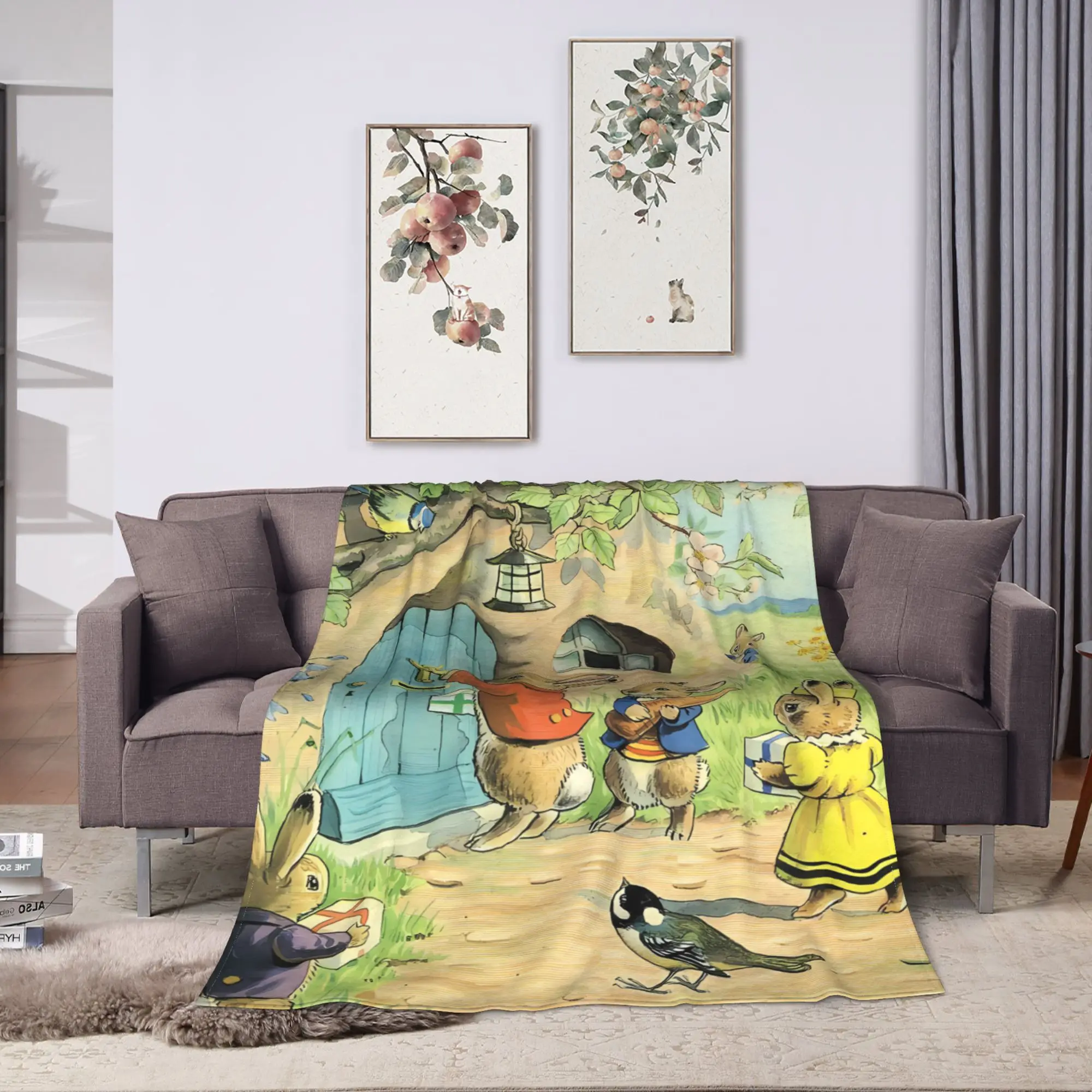 P-Petered R-Rabbits Blanket Quality Super Warm  Throw Blanket Winter Kids Couch Chair Sofa Bed Novelty Bedspread
