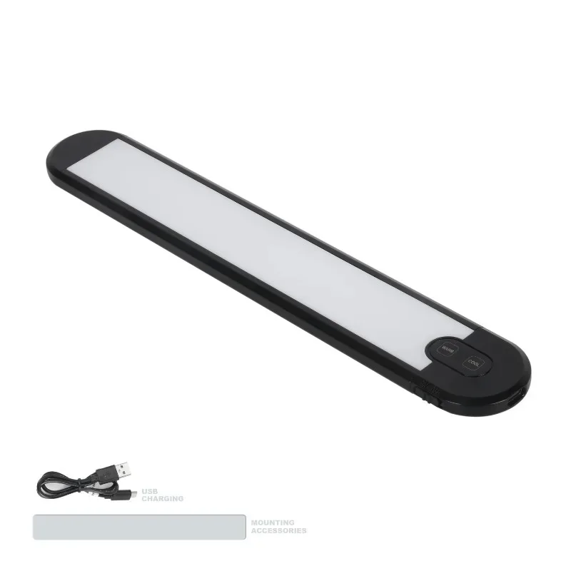 

Tool.NEW Rechargeable 10-inch LED Cabinet Light, Black, 100-Lumens, Touch Activated