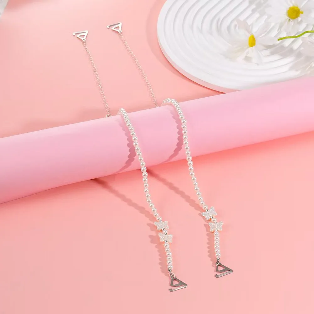 

Fahsion Bow Pearl Underwear Straps Replacement Adjustable Shoulder Belts Removable Bra Straps Women