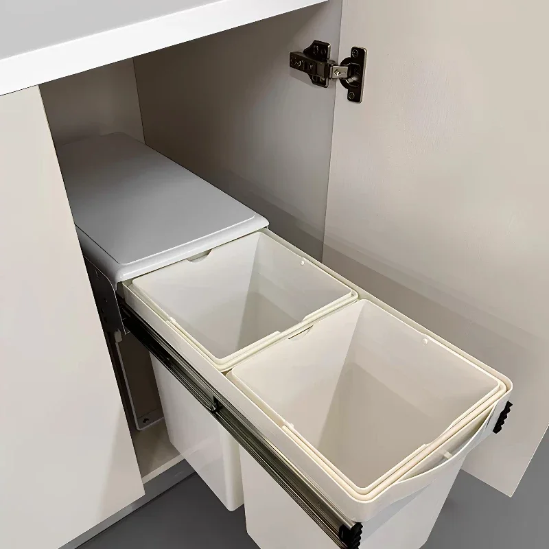 Embedded Trash Cans Large Capacity Cabinet Trash Bin Detachable Classification Garbage Bins with Handle Household Cleaning Tools