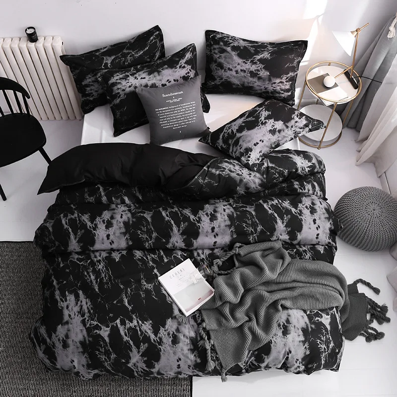 Nordic Printed Duvet Cover Set 3Pcs Skin Friendly Breathable Quilt Cover Set for Home Single Double Bedclothes for Four Seasons