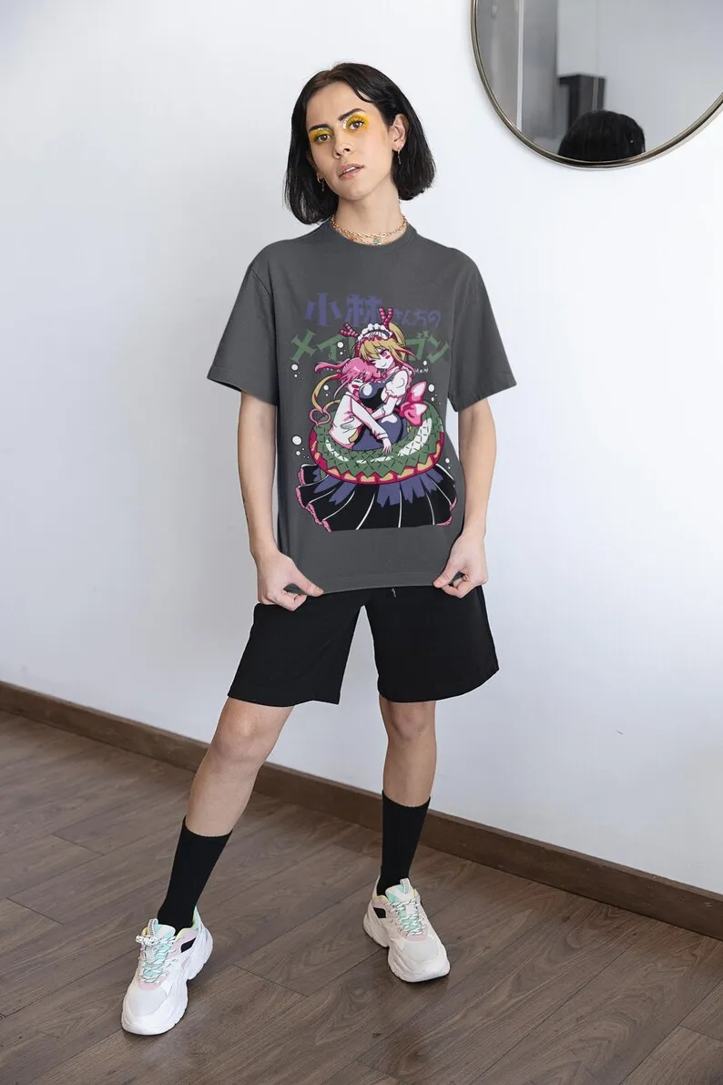 Mystic Maid Unisex T-shirt - Anime geïnspireerde graphics, Manga Art Design, Fantasy Dragons-thema, Japanse avonturenkleding, magie