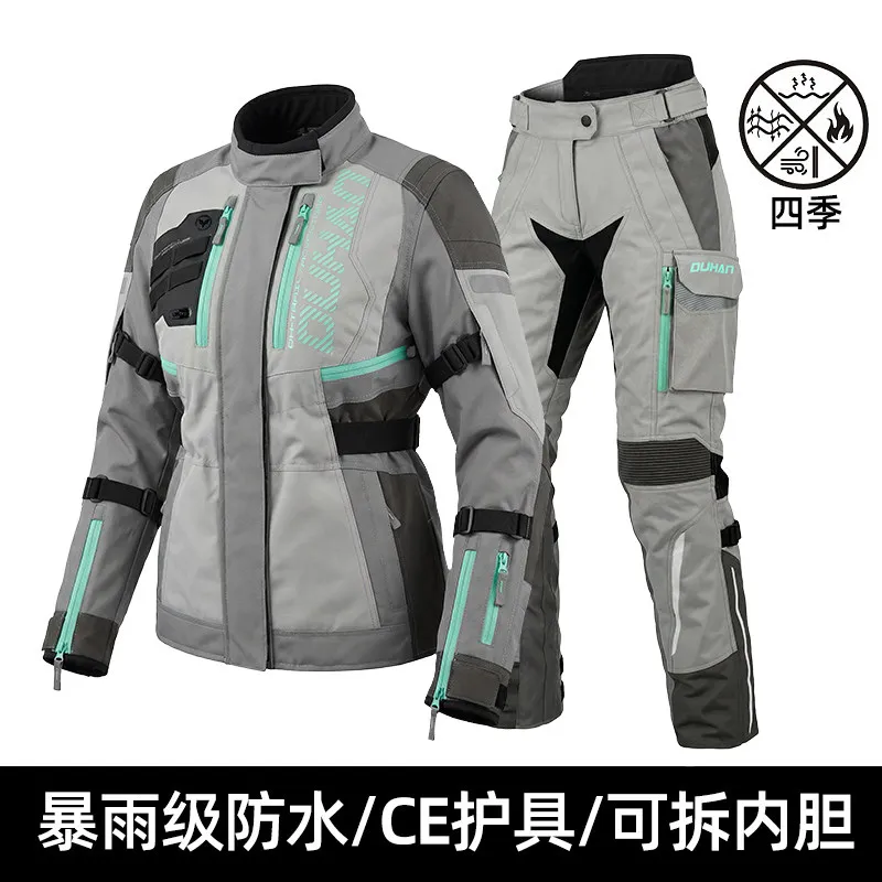 DuHan Motorcycle Rally Suit Set 4 Seasons Waterproof Anti-fall Motorcycle Jacket Warm Windproof Riding Gear for MotorbikeTouring