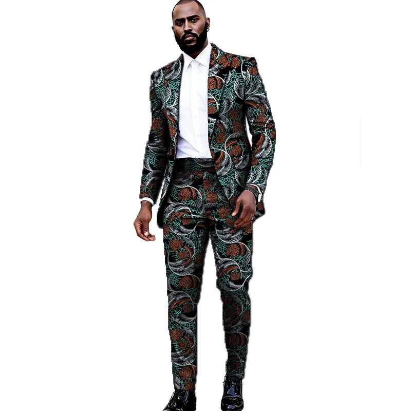 Retro Pattern Design Wax Print Men's Blazer And Pants Set African Couture Wedding Party Wear Male Ankara Outfit Customized