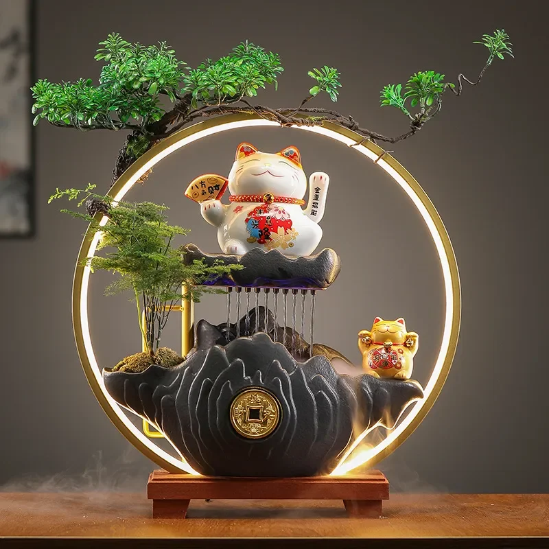 Water Fountain Desktop Ornament Creative Circulating Water Feature for Home Living Room Office Decor