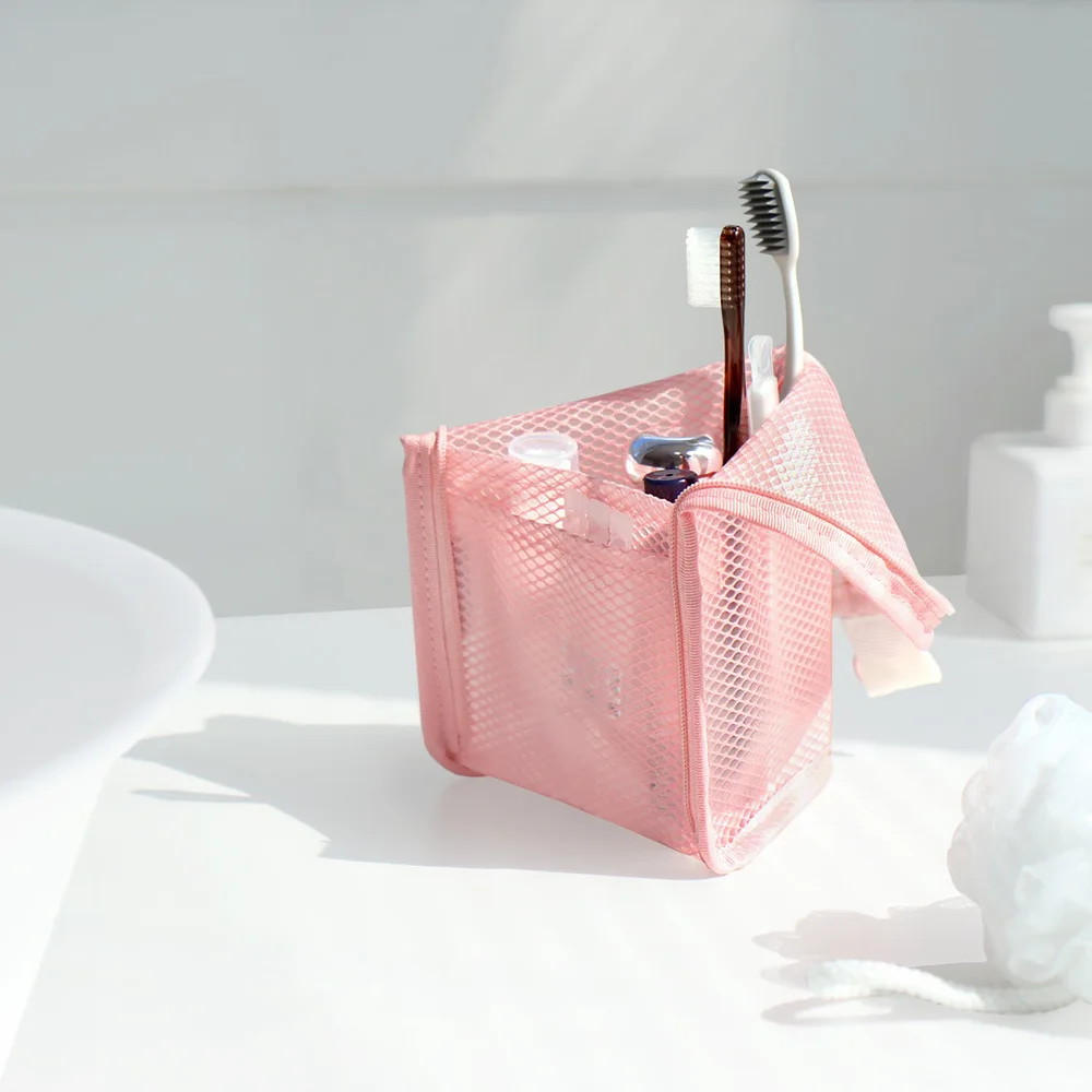 Homefish EVA Transparent Mesh Travel Toiletry Bag Portable Cosmetic Makeup Organizer Zipper Pouch for Ladies Daily Travel