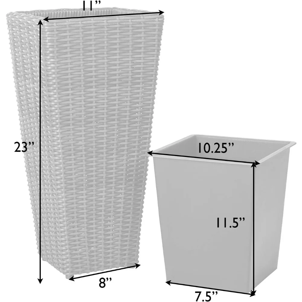 Set fioriera alta in vimini per tutte le stagioni con rivestimenti per patio esterno e arredamento da giardino alle erbe