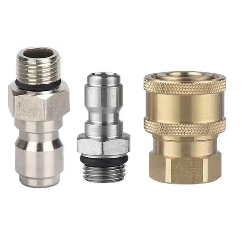 High-pressure Washer 1/4 Quick-connect Kit, 3/8 Hose Conversion, M22 All-copper Male and Female Swivel Fittings