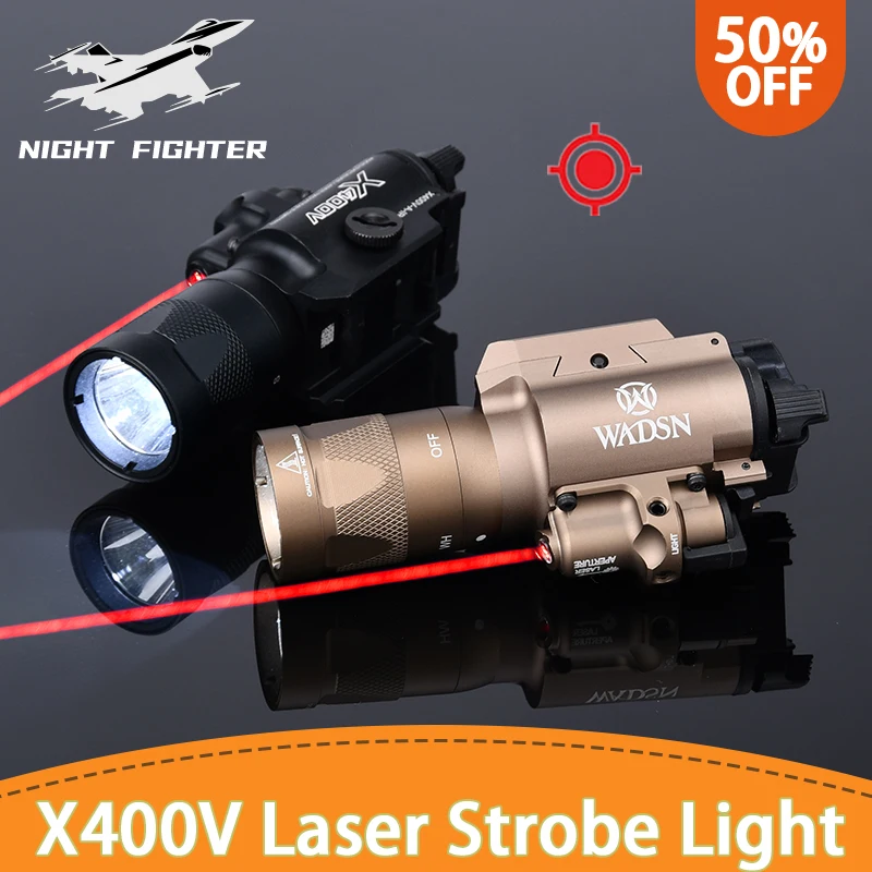 

WADSN X400V X400 Tacti Surefir Red Laser Flashlight LED Strobe Scout Light Hunting Weapon Lamp Constant Momentary 20mm Rail