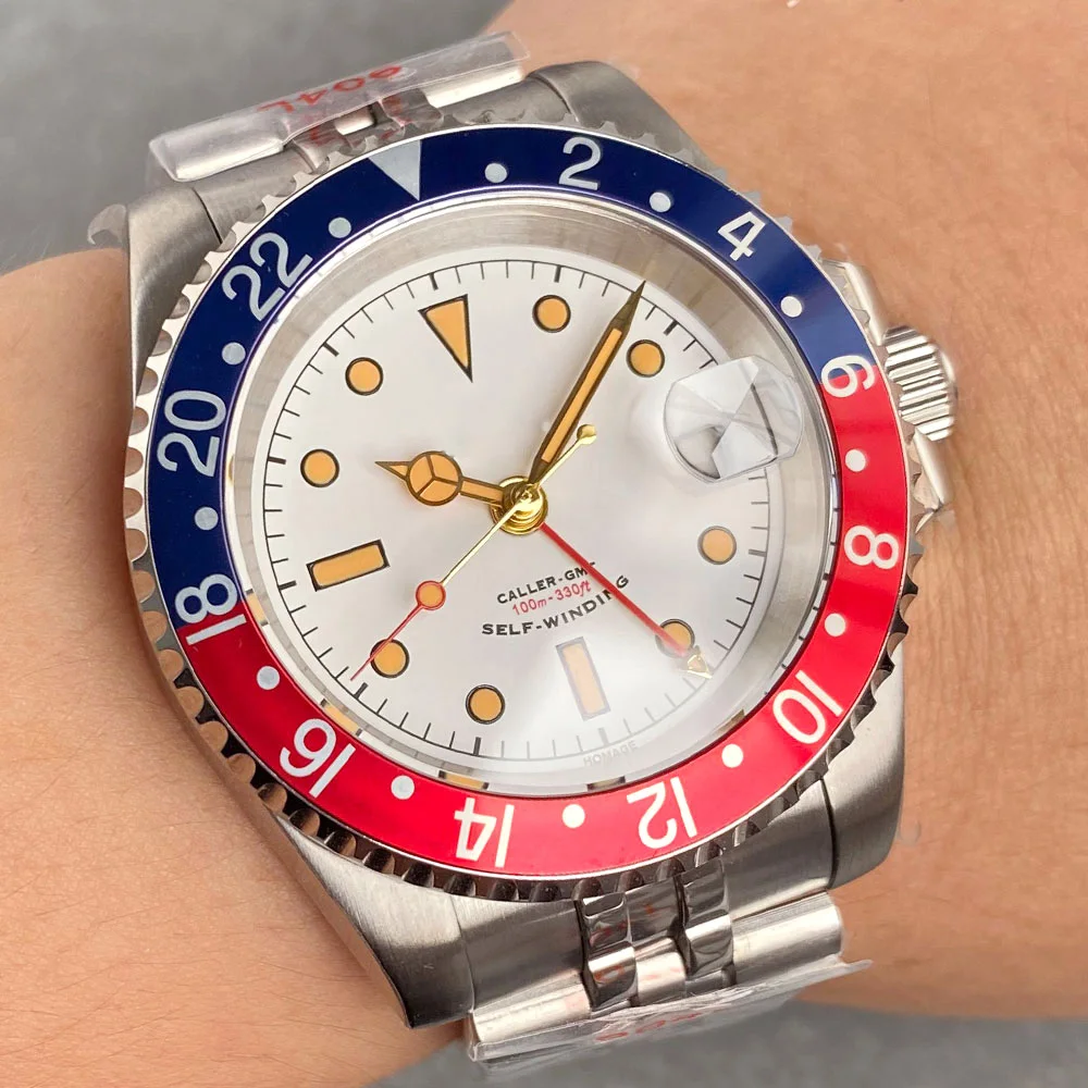 Tandorio 20ATM 40mm Business Sapphire Automatic Men Diver Watch Retro Red Blue Rotating Bezel NH34A GMT Mechanical Man Watch