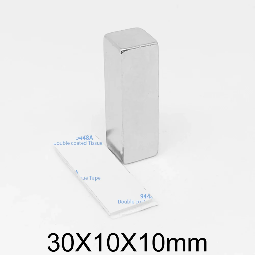 1/2/5/10/15/20PCS 30x10x10mm Block Rare Earth Neodymium Magnet With 3M Self - Adhesive 30x10x10 Permanent Strong Magnet 30*10*10