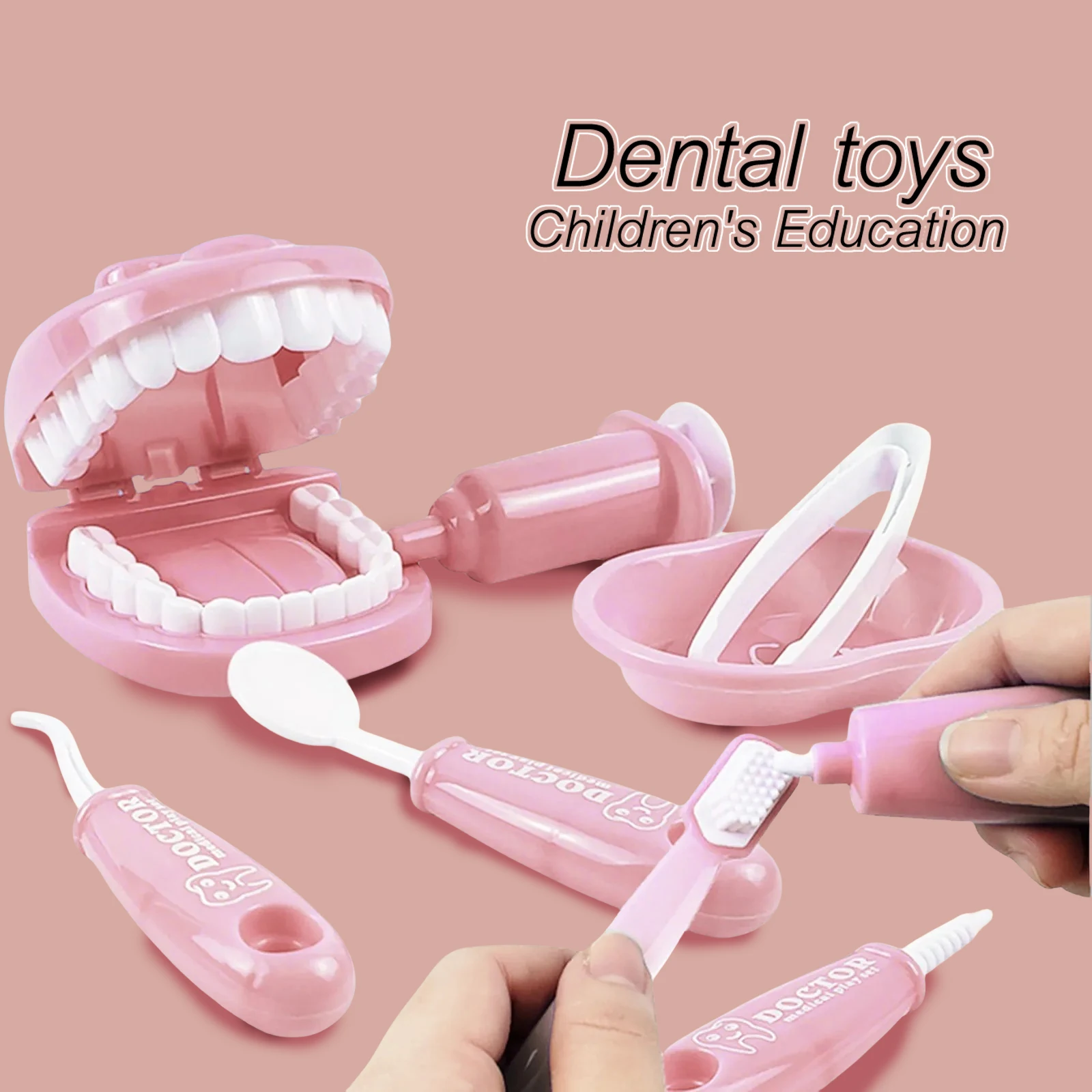 Montessori Dentist Playset with 9pcs Interactive Toy Educational Aid Parent-Child Activity Fun Learning for Kids Brain-Training