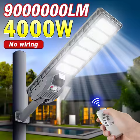 9000000lm 4000w/3000w/1000w luzes solares ao ar livre à prova dwaterproof água lâmpada de rua holofote com sensor movimento jardim pátio lâmpada parede