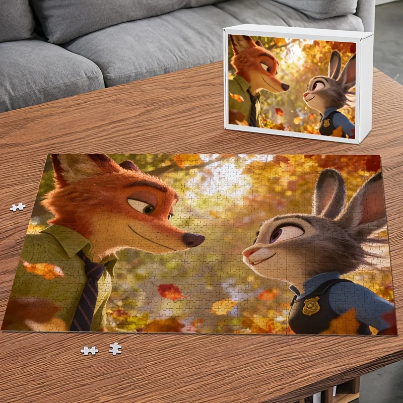 1000 stuks Disney Zootopia Judy Hopps en Nick Wild Poster Puzzel |   Hoge moeilijkheidsgraad, hersenkrakerspel voor volwassenen, creatief cadeau voor C