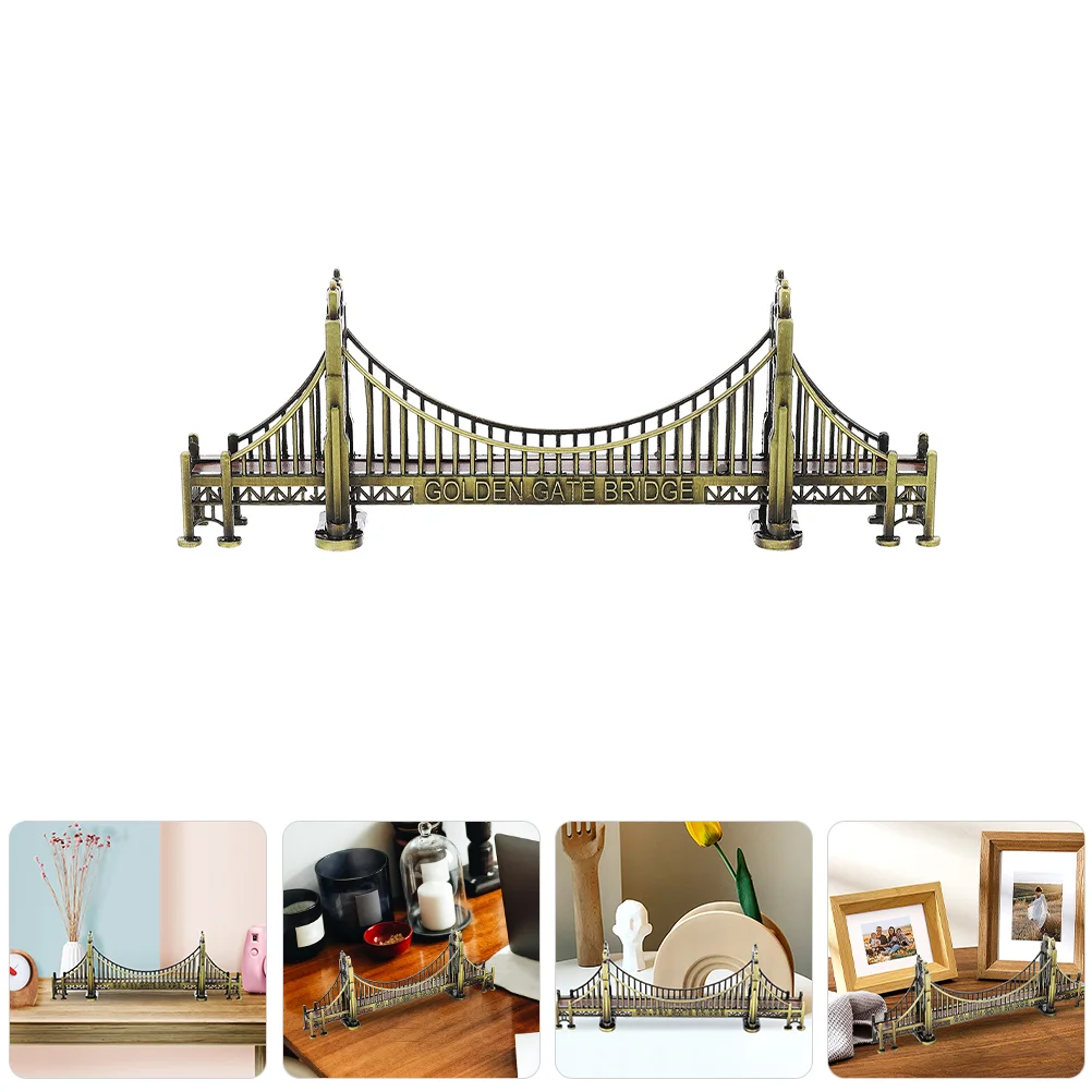 

San Francisco Bridge Model Famous Architecture Statue Decorate Vintage Building Zinc Alloy Memorial