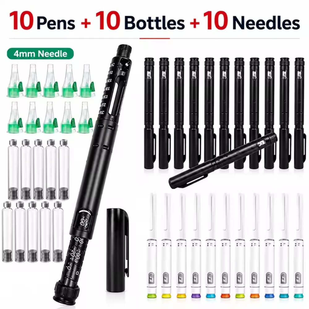 Disposable Sterile Injection Pen Insulin Injection Pen Adjustable Growth Hormone Dose 60U with 3ml Cartridges & 32G 4mm Pen Tip