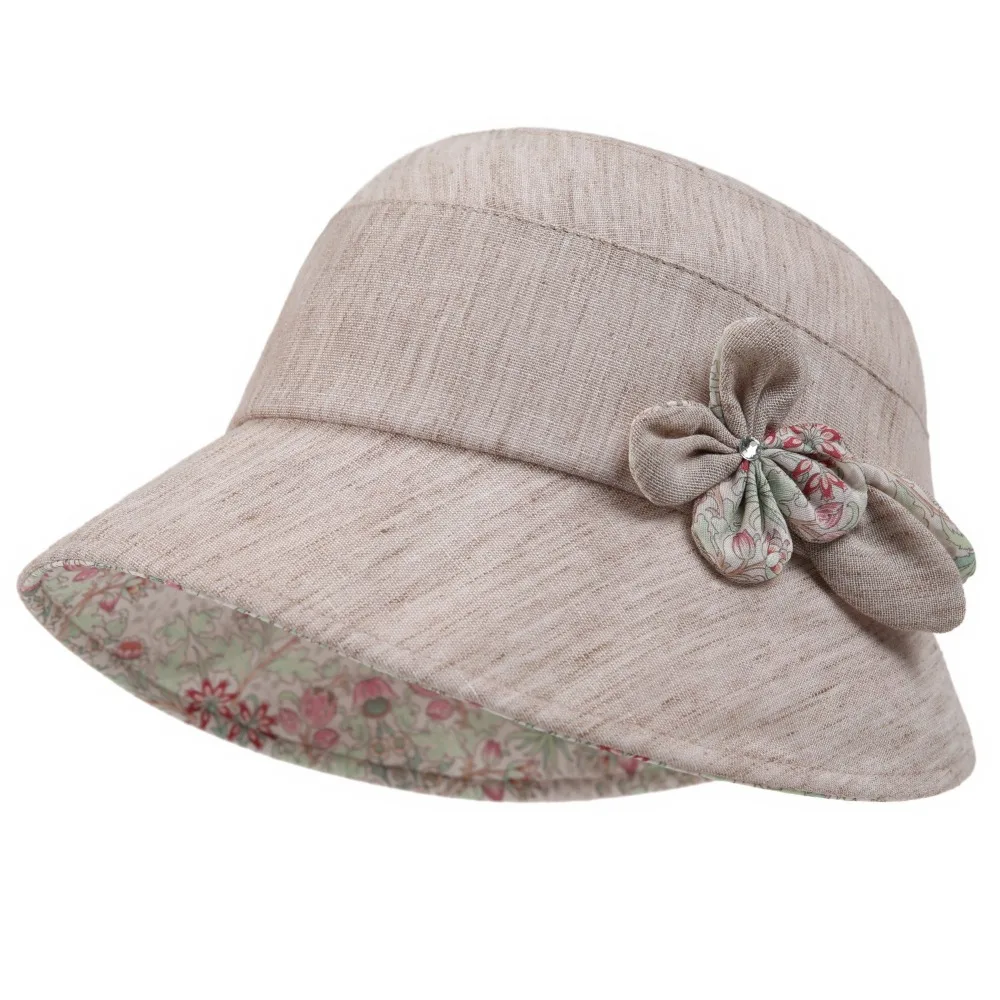New Wide Brim Bucket Hat Flower Design Breathable Fabric Sun Hat Foldable Wide Brim Hat Outdoor Activities