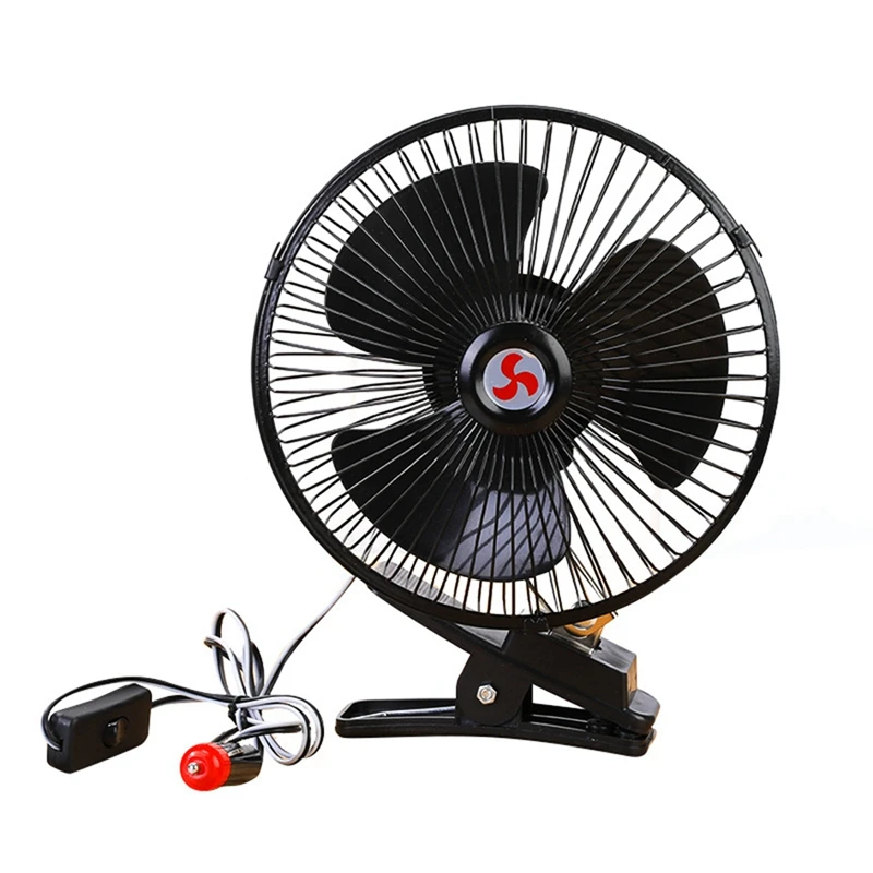 Low Noise Air Cooling Fan Car Oscillating Fan Car Auto Fan Portable Vehicle Mini Electric 12V Black