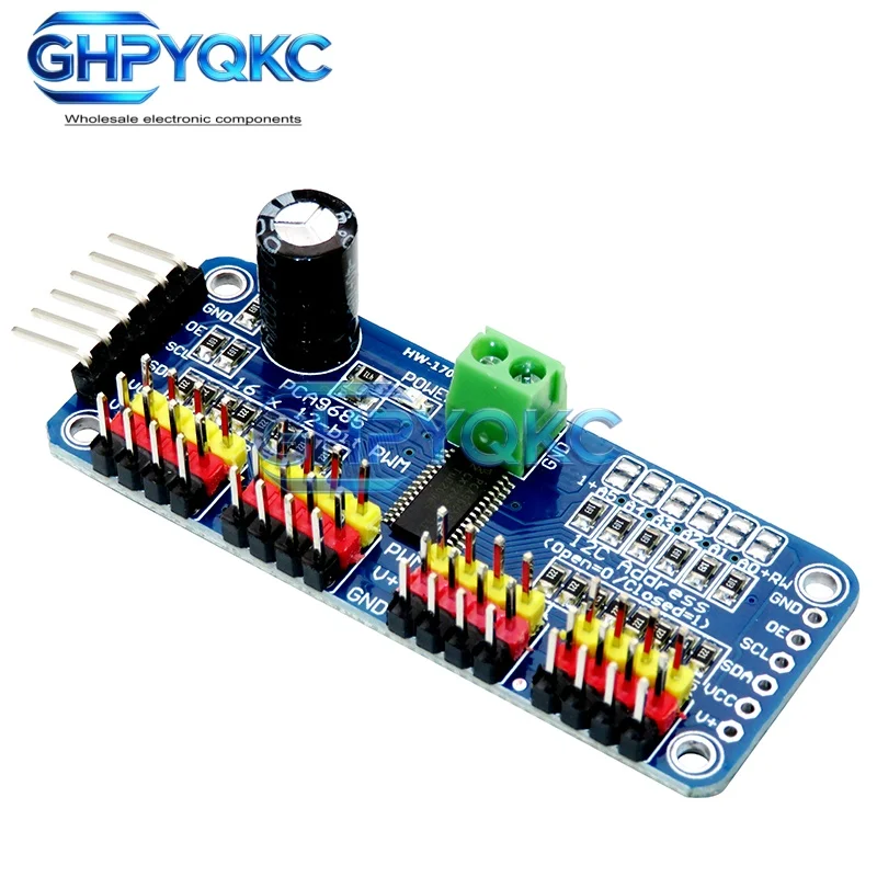 GHPYAKC PCA9685 PWM Servo Motor Driver IIC Interface 16 Channel 12-Bit PWM Servo Motor Driver Board Controller for Arduino Robot