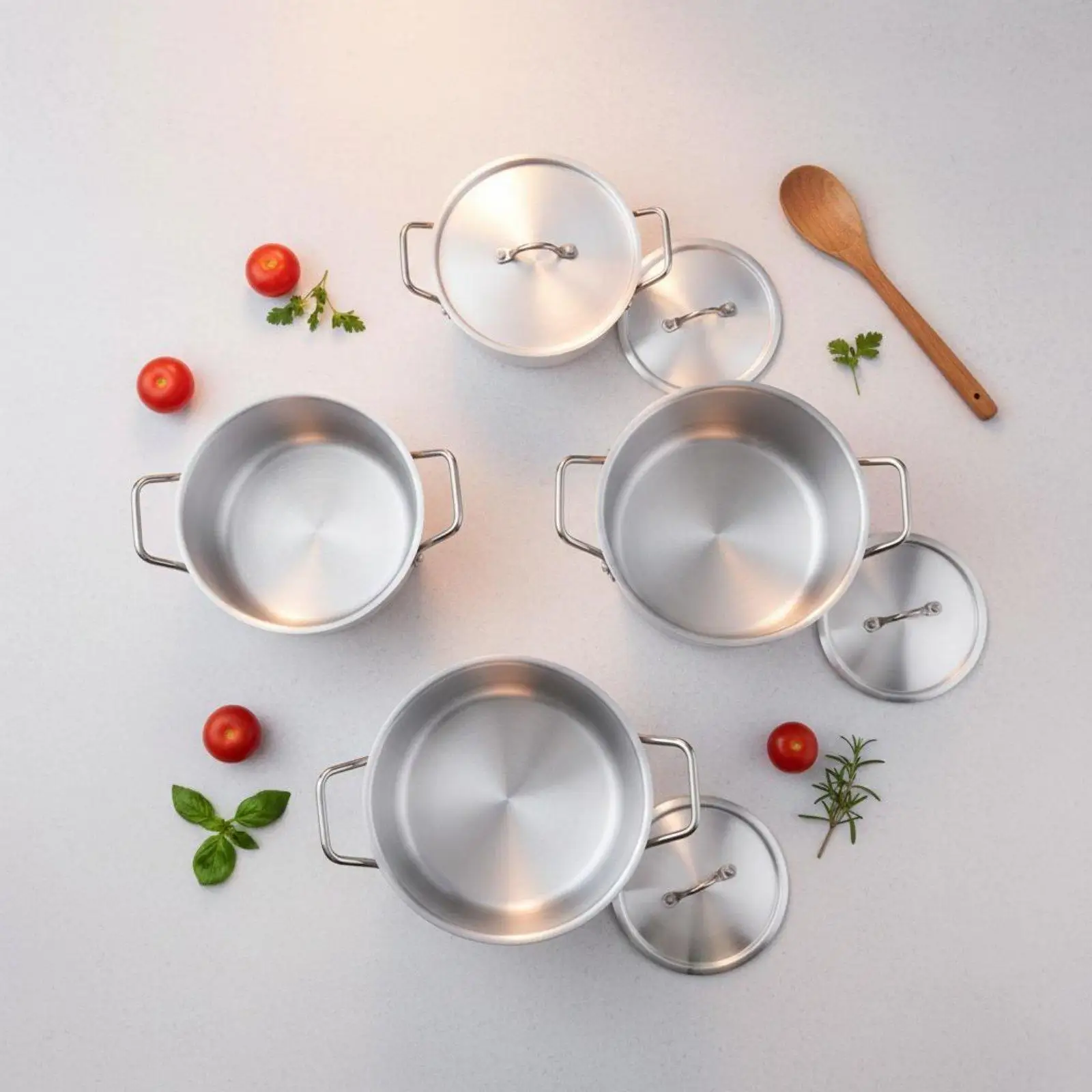 7 Pieces 7 Piece Soup Pot Set Heavy Duty Aluminum Pot Set for Restaurant