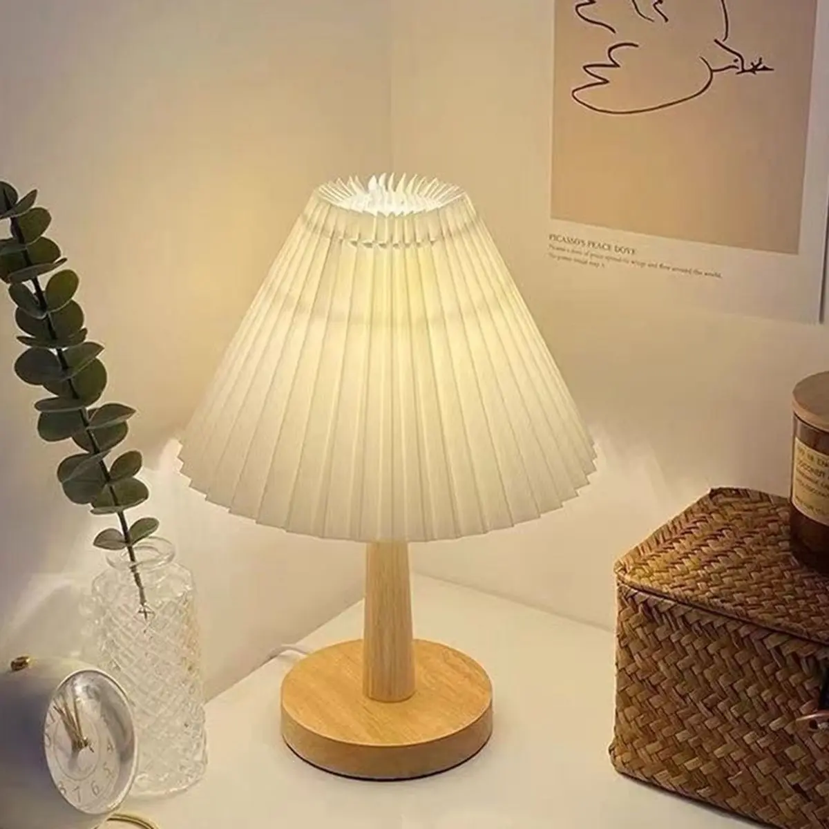 FTGT NEW Nordic Pleated Table Lamp DIY Foldable 5W USB Art Atmosphere Bedroom Bedside Night Light Home Decorate